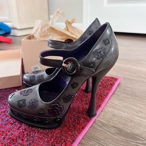 Prada fall 2012 purple flower platform heels, sz 38